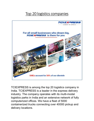 Top 20 logistics companies