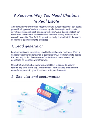 9 Reasons Why You Need Chatbots In Real Estate