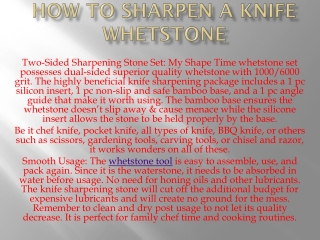How to sharpen a knife whetstone