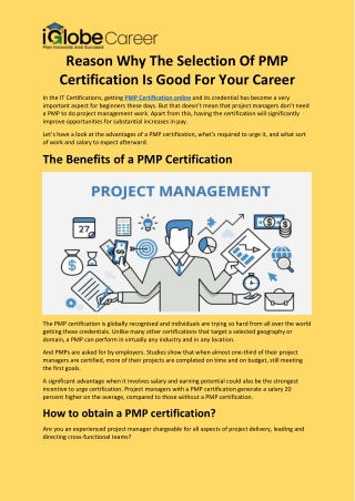 Reason Why The Selection Of PMP Certification Is Good For Your Career