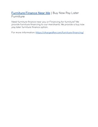 Furniture Finance Near Me | Buy Now Pay Later Furniture