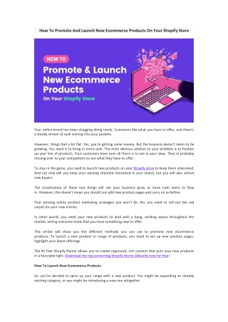 How To Promote And Launch New Ecommerce Products On Your Shopify Store