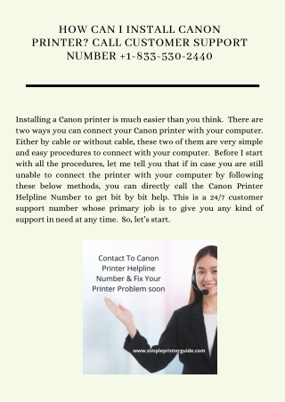 Canon Printer Helpline Number |  Technical Support Call :  1-833-530-2439