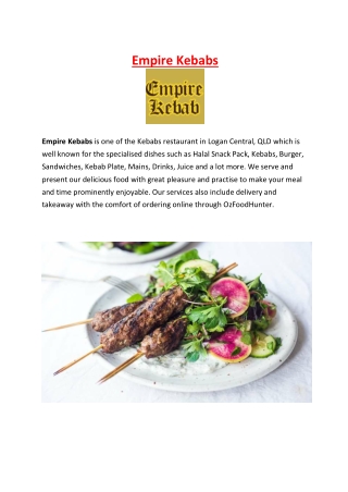 5% Off - Empire Kebabs And Burgers Logan Central Menu, QLD