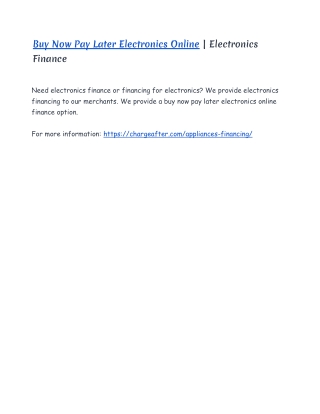 Buy Now Pay Later Electronics Online | Electronics Finance