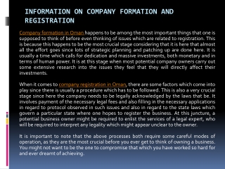 Information on Company Formation and Registration