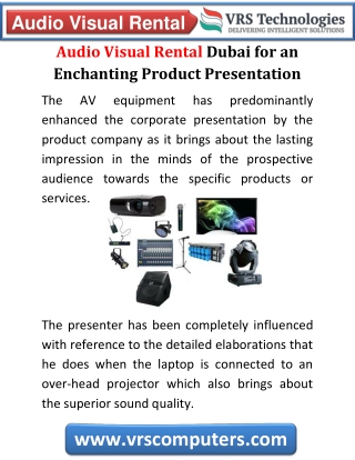 Audio Visual Rental Dubai for an Enchanting Product Presentation