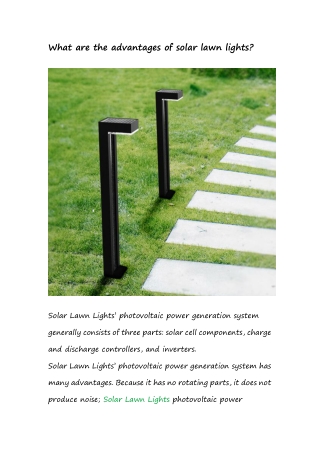 What are the advantages of solar lawn lights