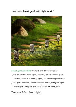 How does Smart yard solar light work