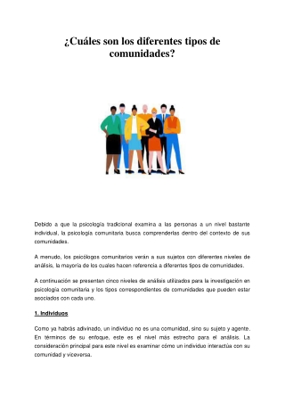 Cuáles son los diferentes tipos de comunidades