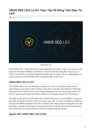 UNUS SED LEO Là Gì? Toàn Tập Về Đồng Tiền Điện Tử LEO