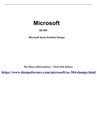 Microsoft AZ-304 Dumps PDF -  100% passing Guarantee