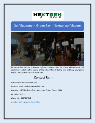 Golf Equipment Green Bay | Nextgengolfgb.com