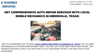 Find Comprehensive Auto Repair Services With Local Mobile Mechanics.