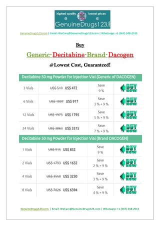 Place an Order of DECITABINE Online