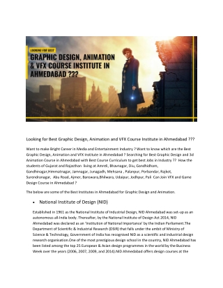 Looking for Best Graphic Design, Animation and VFX Course Institute in Ahmedabad