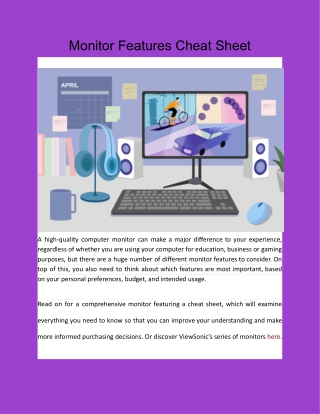 Monitor Features Cheat Sheet