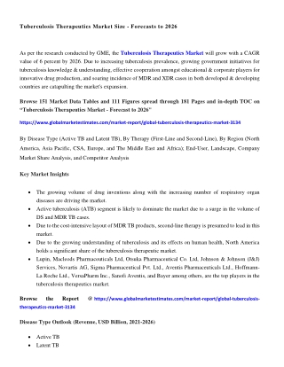 Tuberculosis Therapeutics Market Size - Forecasts to 2026