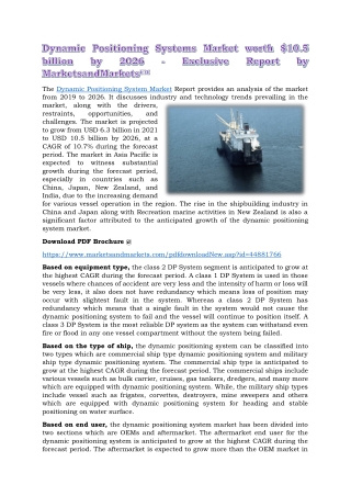 Dynamic Positioning Systems Market worth $10.5 billion by 2026