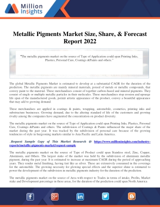 Metallic Pigments Market Size, Share, & Forecast Report 2022