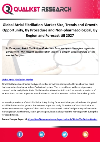 Global Atrial Fibrillation Market Size, Trends and Growth Opportunity, By Procedure and Non-pharmacological, By Region a