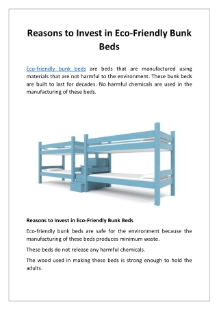 Reasons to Invest in Eco-Friendly Bunk Beds