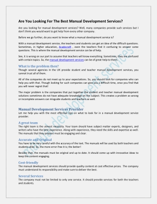 Get Instant Help from the Manual Development Services