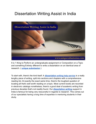 Dissertation Writing Assist in India