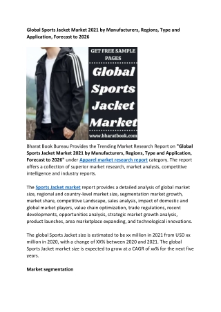 Global Sports Jacket Market: Size, Outlook, Trend and Forecast to 2026