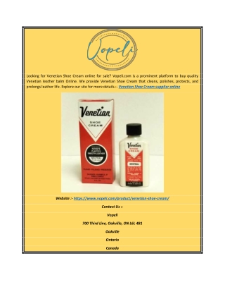 Venetian Shoe Cream Supplier Online | Vopeli.com