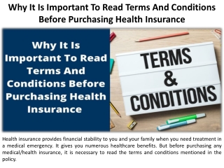 Are There Any Benefits Of Reading The Terms And Conditions Prior To Purchasing Medical Insurance