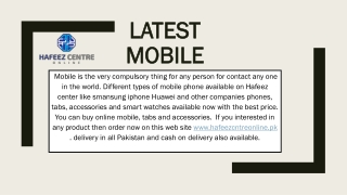 Latest Samsung mobile models available on hafeez center in Pakistan