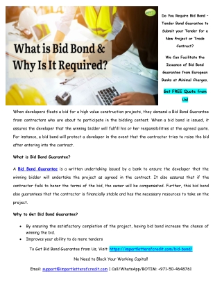 What is Bid Bond Guarantee – How to Get Bid Bond