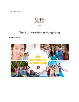 Top 3 Universities in Hong Kong
