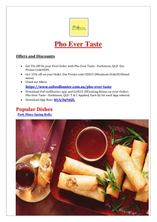 5% Off - Pho Ever Taste - Vietnamese takeaway Parkinson QLD