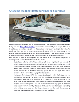 Choosing the Right Bottom Paint For Your Boat