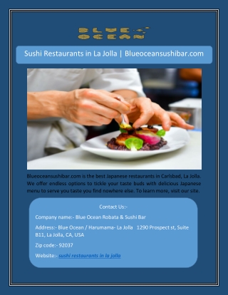 Sushi Restaurants in La Jolla | Blueoceansushibar.com