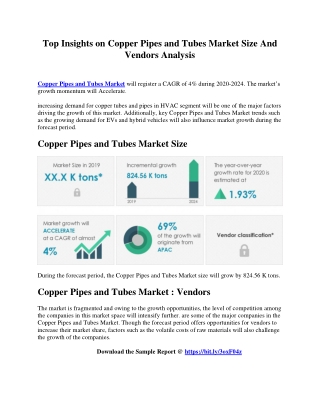 Top Insights on Copper Pipes and Tubes Market Size And Vendors Analysis