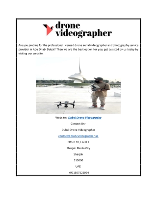 Dubai Drone Videography | Dronevideographer.ae