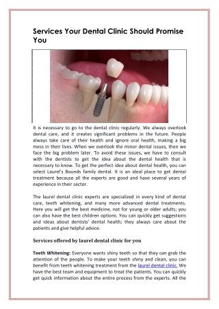 Services Your Dental Clinic Should Promise You