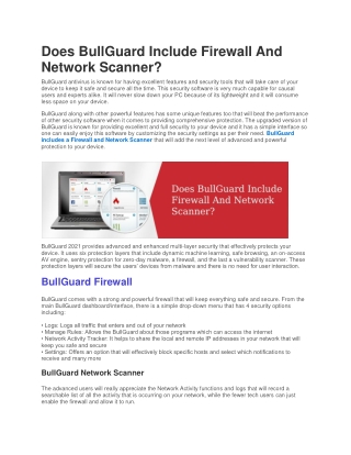 Does BullGuard Include Firewall And Network Scanner?