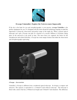 Evscope Uninstaller Explore the Universe more Impeccably
