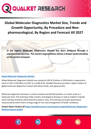 Global Molecular Diagnostics Market Size, Trends and Growth Opportunity, By Procedure and Non-pharmacological, By Region