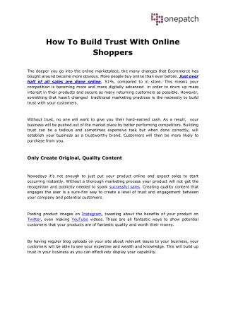 How To Build Trust With Online Shoppers