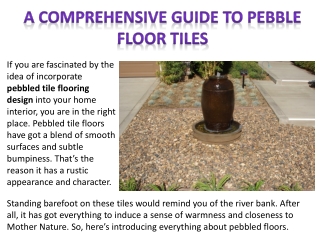 A Comprehensive Guide to Pebble Floor Tiles