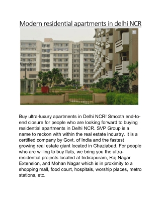 Modern residential apartments in delhi NCR