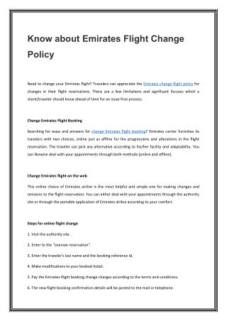 Know about Emirates Flight Change Policy