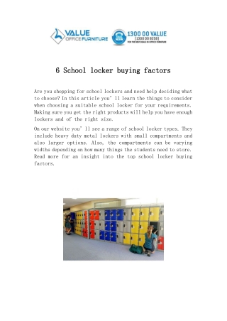 Consider Factors When Buying School Lockers Online