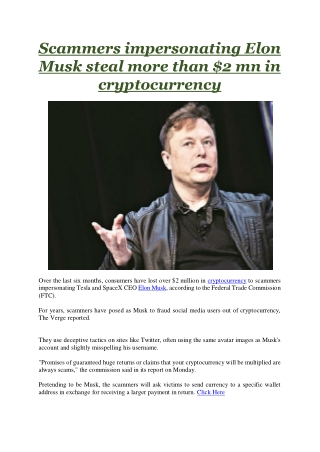 Scammers impersonating Elon Musk steal more than 2 mn in cryptocurrency