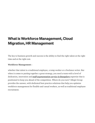 What is Workforce Management, Cloud Migration, HR Management